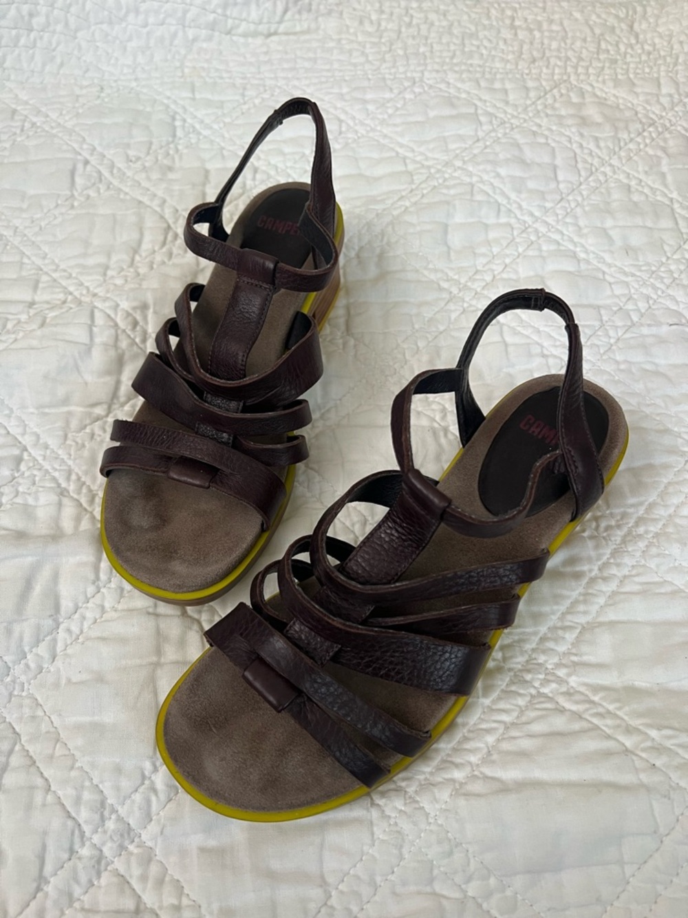 Camper Brown Leather Strappy Heeled Sandals 39